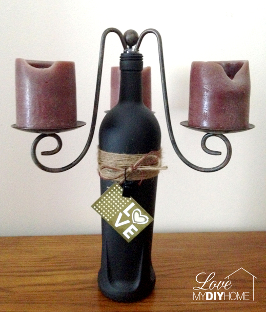 Chalkboard Painted Bottle Candle Holder {Love My DIY Home}