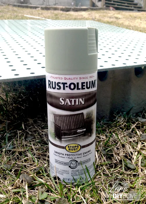 Rustoleum Satin spray paint for a pegboard {Love My DIY Home}