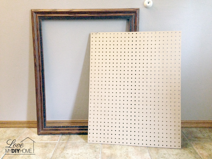 Paint pegboard and pair with a fancy frame {Love My DIY Home}
