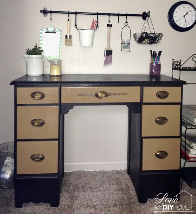 Spray painted desk for a new craft closet. {Love My DIY Home}