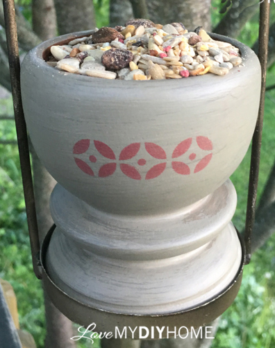 2 Candle Holders Upcycled to Bird Feeder {Love My DIY Home}